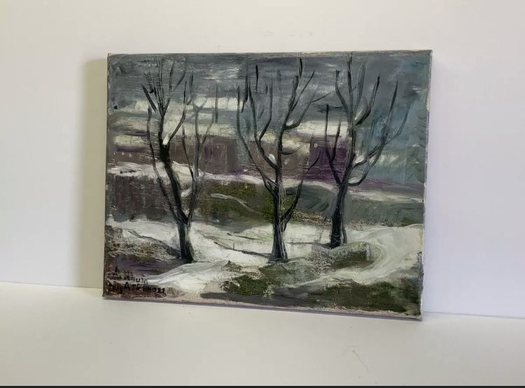 Original Oil Painting Armenian Artist A. Laura Winter Landscape Ashkenaz 11x14”