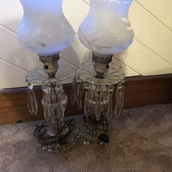Antique Lamps w/Crystal Prisms