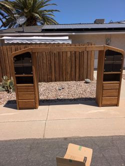 "FREE" LARGE LIGHTED OAK HEADBOARD