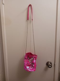 Pink Sequin Bucket crossbody purse
