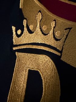 Black T-shirt with Gold Crown Embroidery