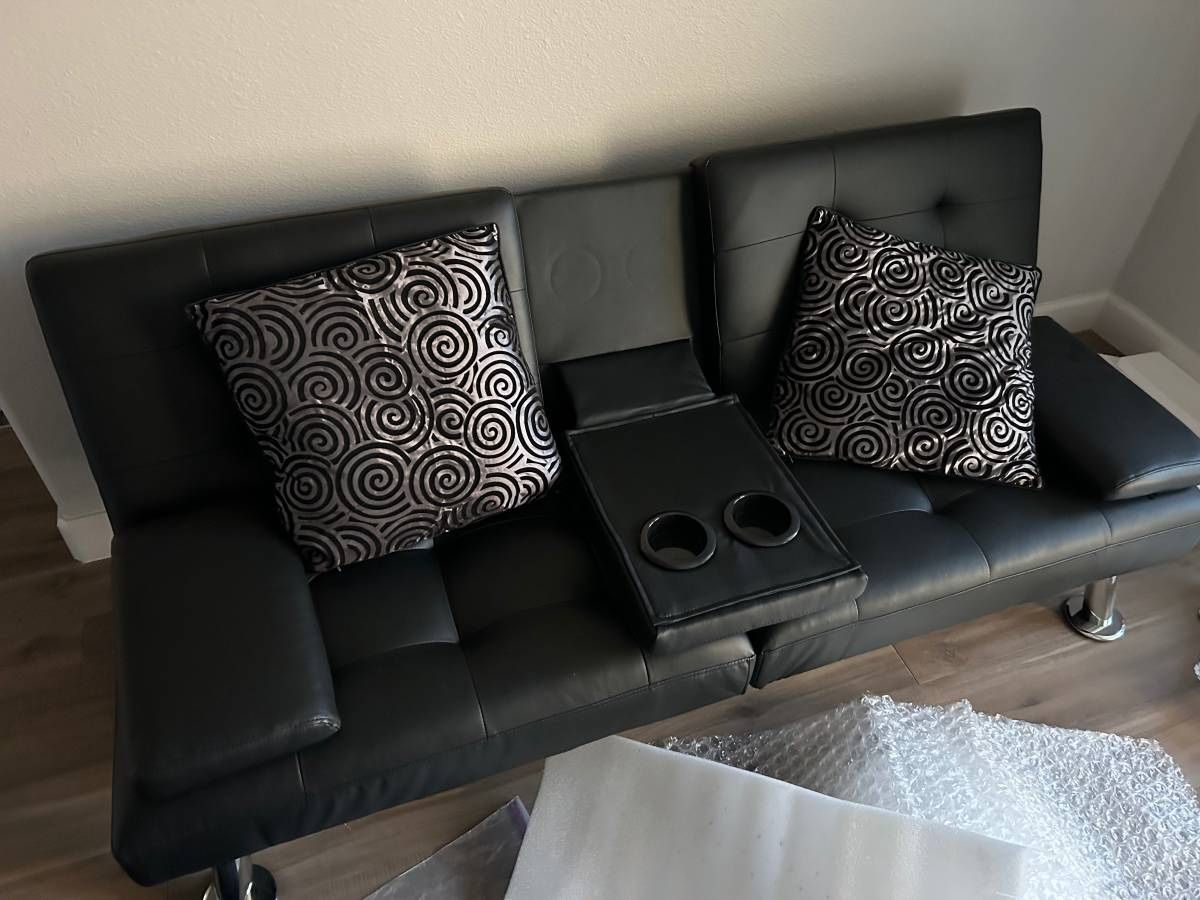 Black Leather Futon