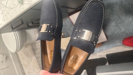Salvatore Ferragamo Navy Suede Loafers