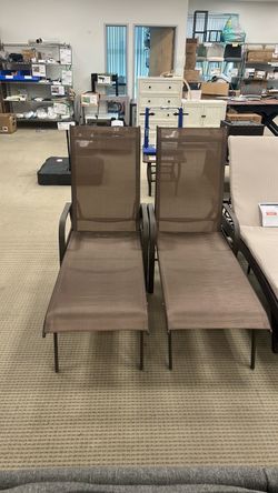 Outdoor Patio Lounge Chair Set - 2 Piece Reclining - Brown - New