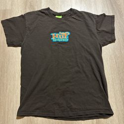 HUF JAZZY NO FIDELITY TEE SHIRT CHOCOLATE MOCHA BROWN SIZE MEDIUM