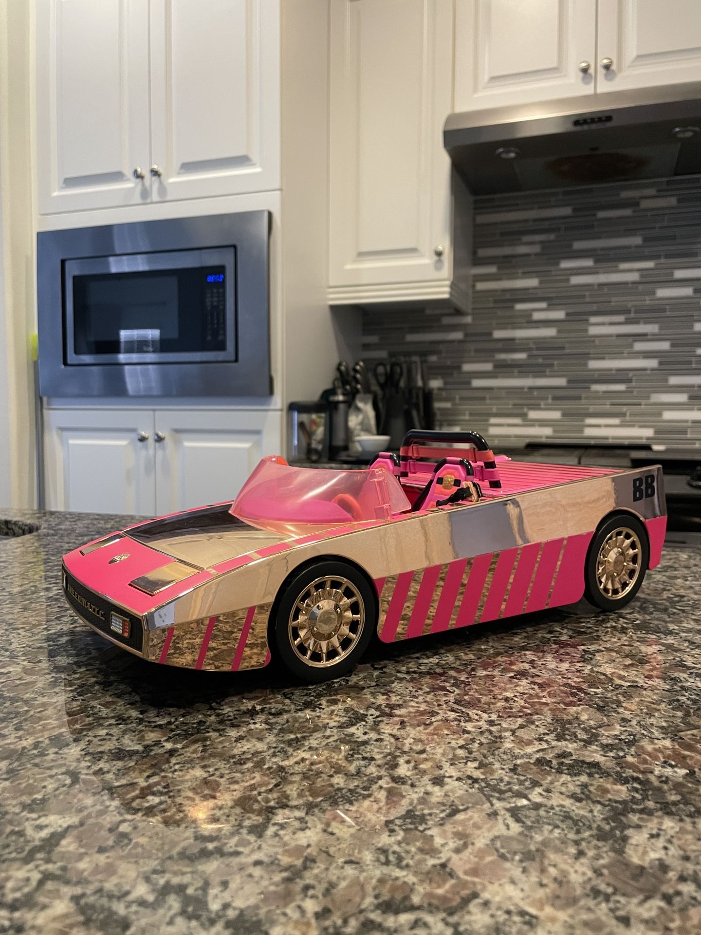 *Used* Limited Edition Pink & Gold Barbie LOL Speedmatic Convertible Car Pool & Dance