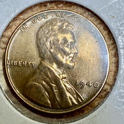 1940 Lincoln, Wheat Penny No Mint Mark