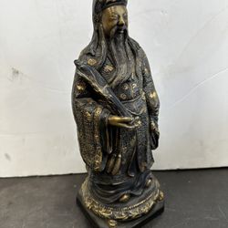 Vintage Chinese Bronze Sanxing Divine Immortal Sculpture Bronze Scroll Holder
