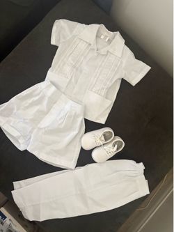 Baptism Outfit - 3 piece with pants and shorts. Including shoes size 5