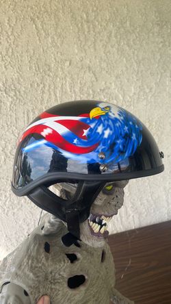 Half Shell Motorcycle Helmet Eagle USA Flag