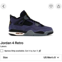 Jordan 4 Retro “Lakers” Size 8
