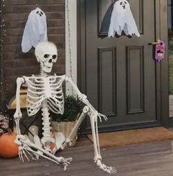 5.4 FT Indoor and Outdoor Decor Life Size Poseable Halloween Skeleton - White