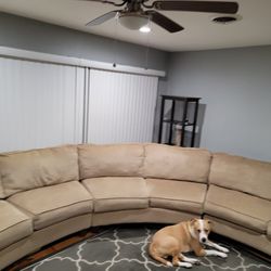 Curved 3 Piece Sectional With Round Ottoman