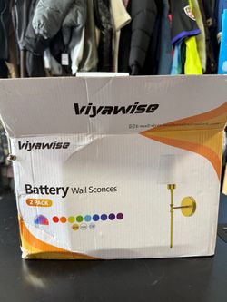Viyawise Battery Operated Wall Sconce Set of 2 (Gold)