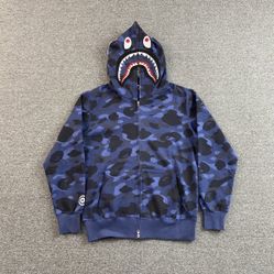 BRAND NEW BAPE Color Camo Shark Full Zip Hoodie 'Navy' Size L