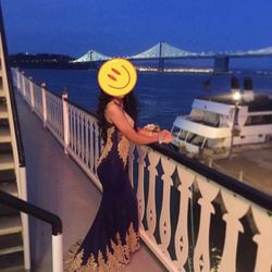 Size Small / Chico  ( Royal Blue And Gold Dress / Azul Rey Y Dorado 