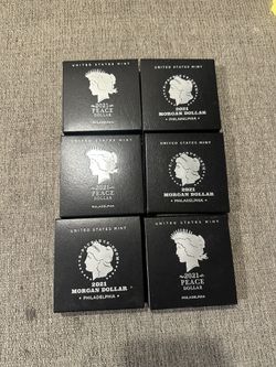 US Mint SEALED WITH PAPERS 2021 Morgan Dollar and 2021 Peace Dollar Philadelphia  Coins