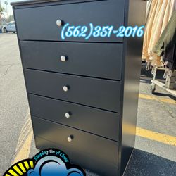 Black Five Drawer Compressed Chest Dresser