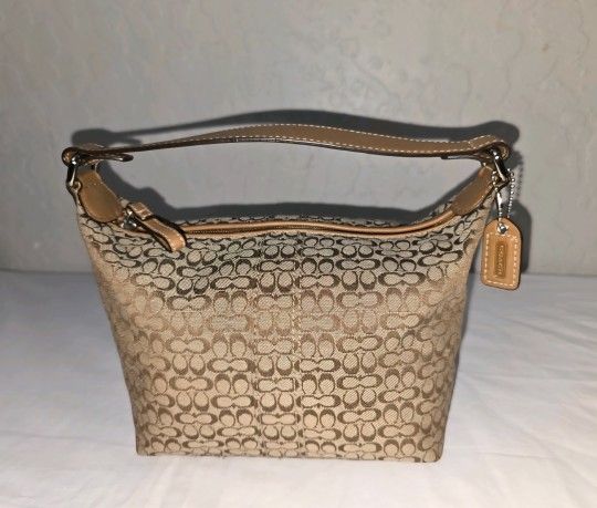Coaculh Vintage Small Khaki Brown Mini C & Leather Bag