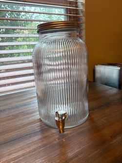 Glass Beverage Dispenser with Gold Spigot