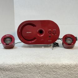 Sony Powered Speakers with Subwoofer In Good Condition for just about anything that needs amplification TESTED Sounds Great For a very Compact System