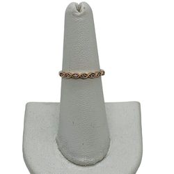 14K Rose Gold Lady's Diamond Ring 1.2 Grams / .007 CTW / Size 4