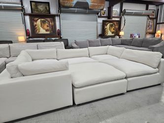 Huge Light Beige Cloud Modular Sectional + Ottoman – $1,550
