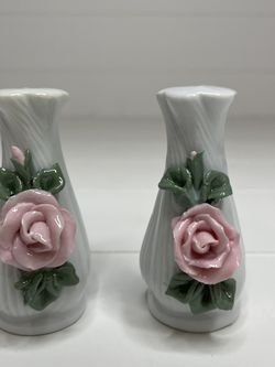 Mini Vintage Milk Glass Salt And Pepper Shakers