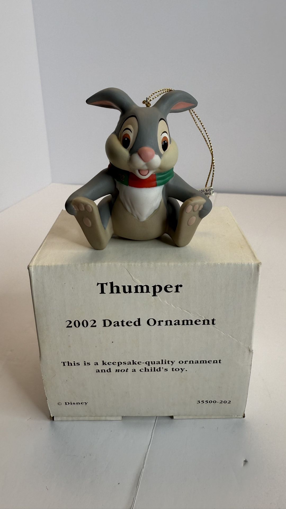 Vintage Disney Grolier Collection 2002 Thumper Bambi  Ceramic Christmas Ornament
