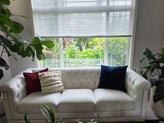 Dania Cream Tufted 3-Seater Sofa