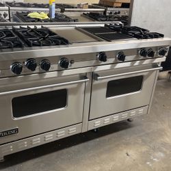 Viking 60”Wide All Gas Range Stove In Stainless Steel With Grill And Griddle 