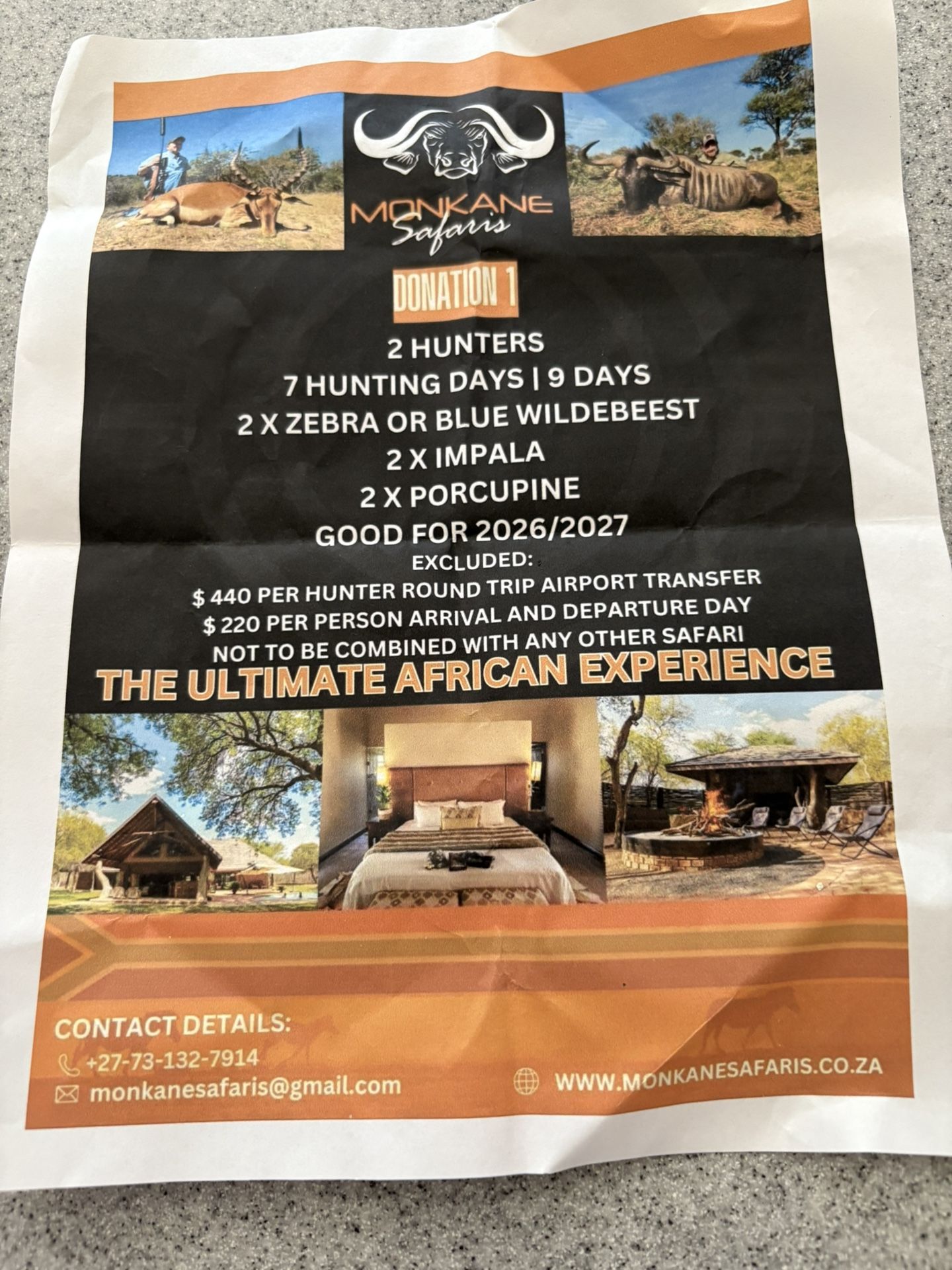 Africa Hunting Trip. - Monkane Safaris -2 People