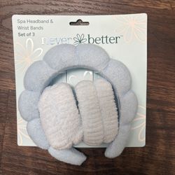 Spa Headband And Wrist Bands 3 Piece Set New 