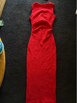 Red fitted long dress