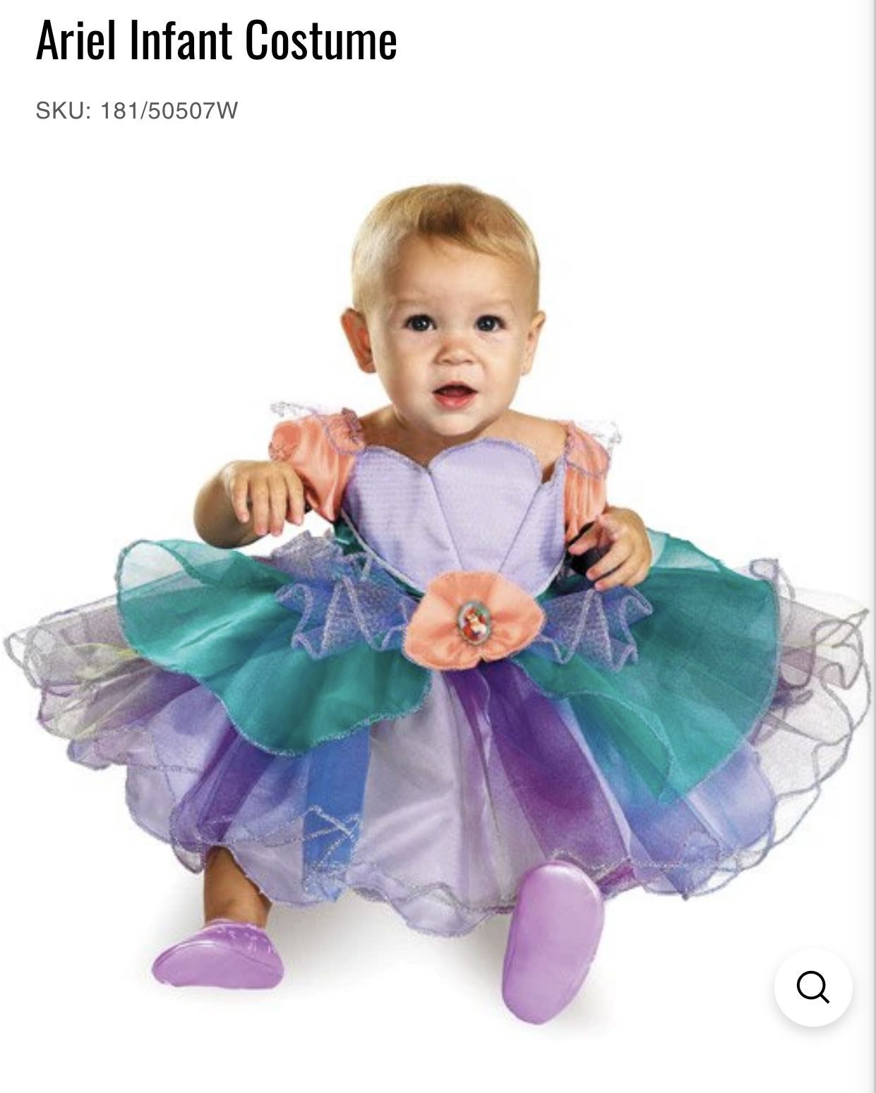 New! Disney Ariel Infant Costume Baby Girl Halloween Dress