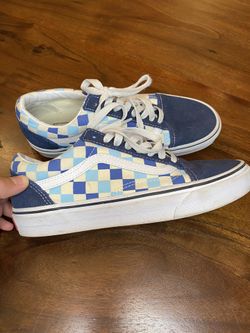 blue checkered old school vans size 6.5