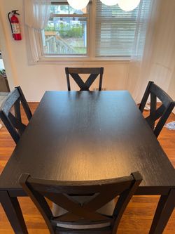 Dark Wood Dining Table with 4 Chairs