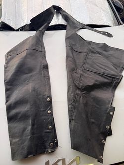 Black Leather Motorcycle Chaps