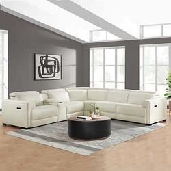 Leather Power Reclining Sectional with Power Headrests(New)