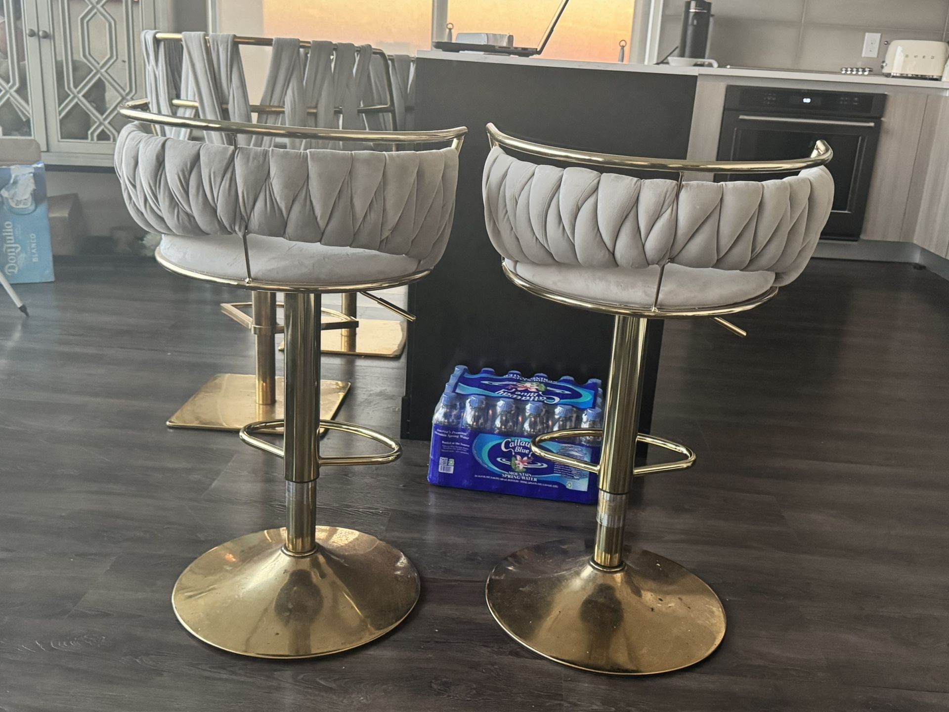 Two Swivel Bar Stools 