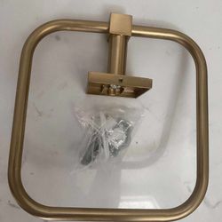 Hand Towel Holder Brushed Gold, Angle Simple Stainless Steel Square Towel (33J)