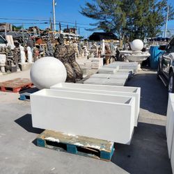 Concrete Large Rectangular Planters / Cement Stone Backyard Patio Garden Planter Pots