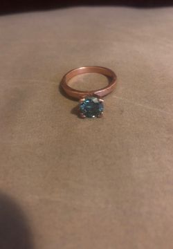 Green blue mossanite diamond sterling silver ring