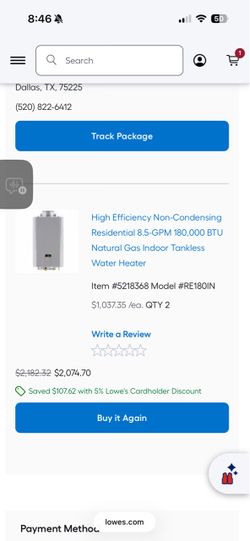 BRAND NEW - Rinnai Tankless Water Heater