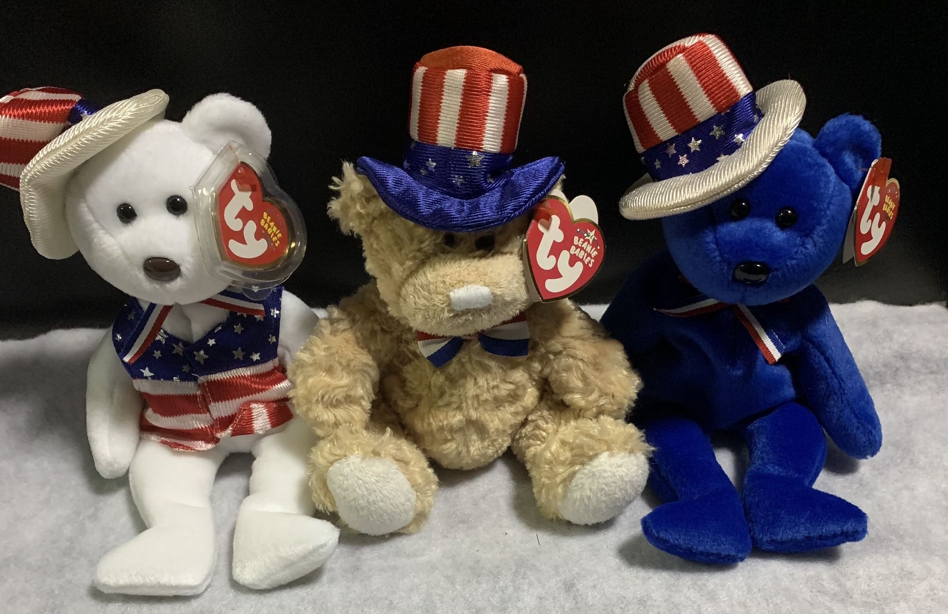 Bundle of 3 New Ty patriotic 4th of July Uncle Sam plush beanie babies