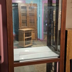 Large Mirror Wood Curio Cabinet 