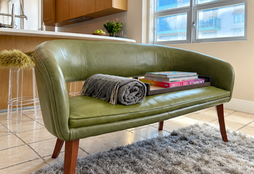 Ulivi Italian Green Leather Bench