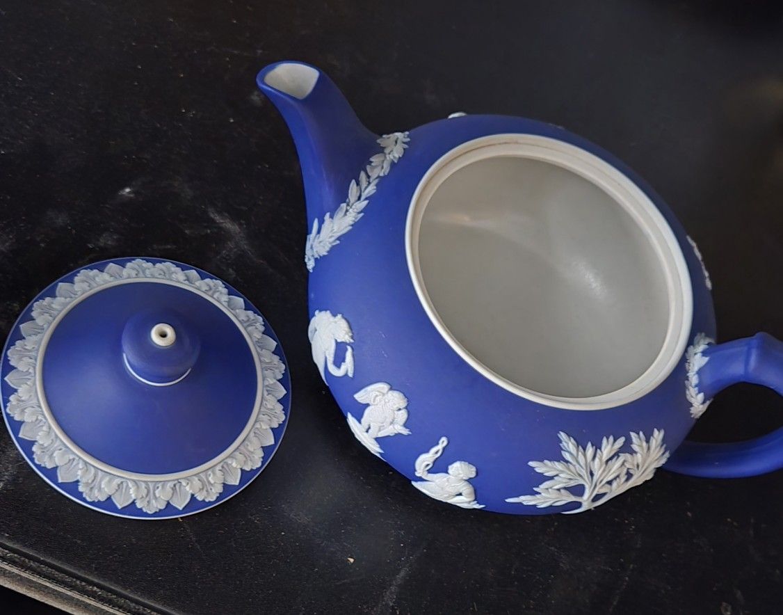 Jasper Cobalt Blue Wedgwood Teapot 19th Century