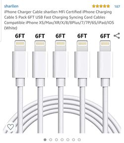 2 iPhone chargers 6 foot