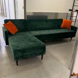 Mid-Century Modern velvet sectional sofa